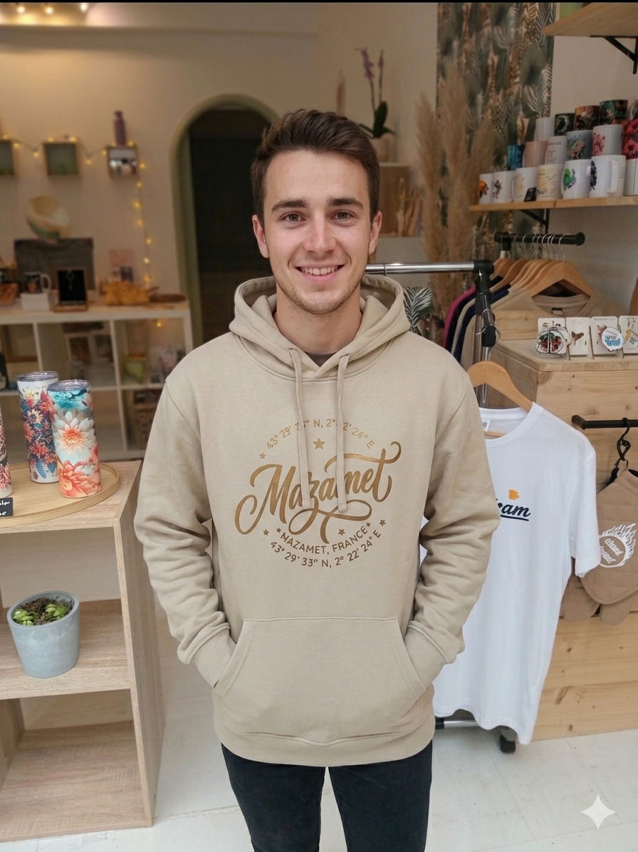 SWEAT BEIGE A CAPUCHE MAZAMET